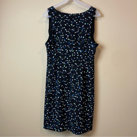J.CREW Painted Dot Dress Black Blue Green White V-Neck Pleated C3871 Size 8 - Picture 4 of 12